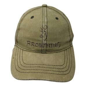 Browning Strapback Baseball Hat Green One Size Embroidered Outdoor